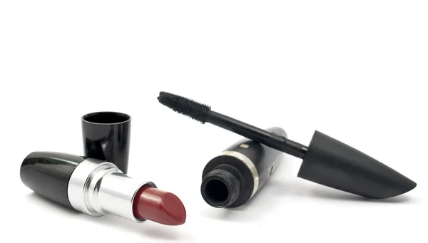 Black mascara and lipstick — Stock Photo, Image