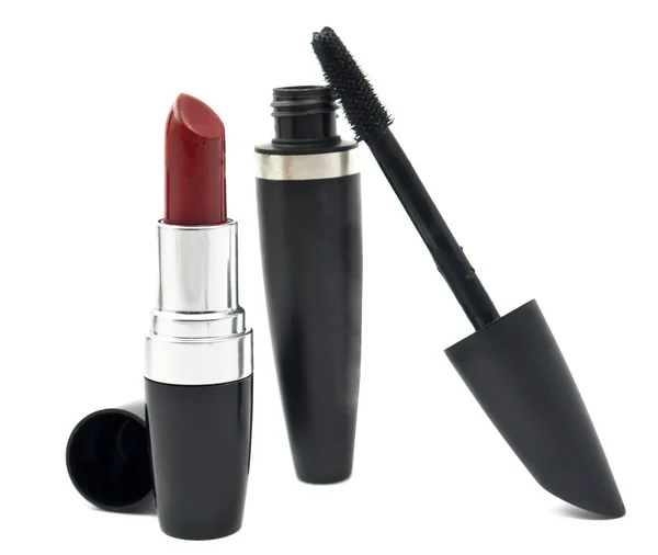 Black mascara and lipstick — Stock Photo, Image