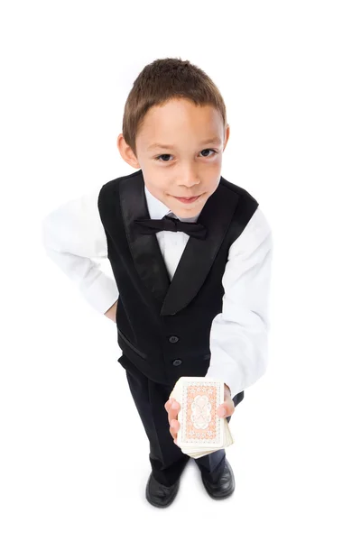 Мальчик играет в карман — стоковое фото
