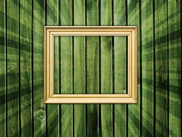 Empty frame on wooden wall — Stock Photo, Image