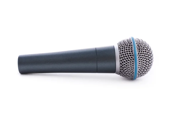 Beyaz Izole Mikrofon Kadeh Yukarıya Kapatmak — Stok fotoğraf