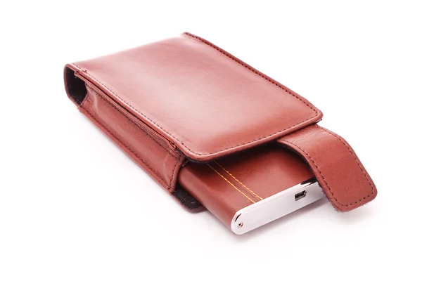 Close Shot Brown External Hdd Leather Case — Stock Photo, Image