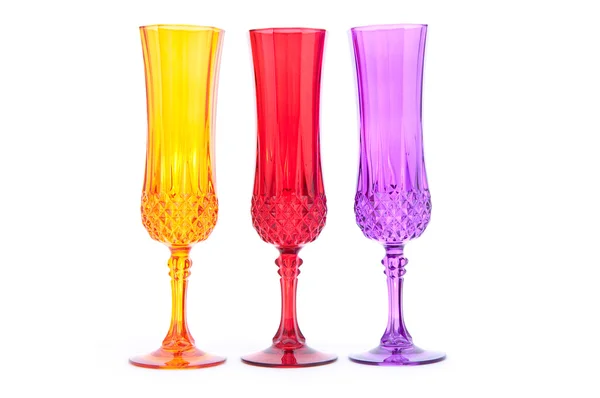 Three multicolored wineglasses — Stock Photo, Image