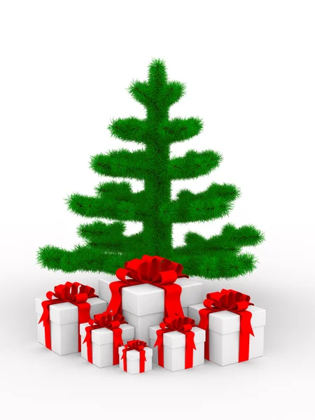 Árbol de Navidad en blanco. Imagen aislada en 3D —  Fotos de Stock