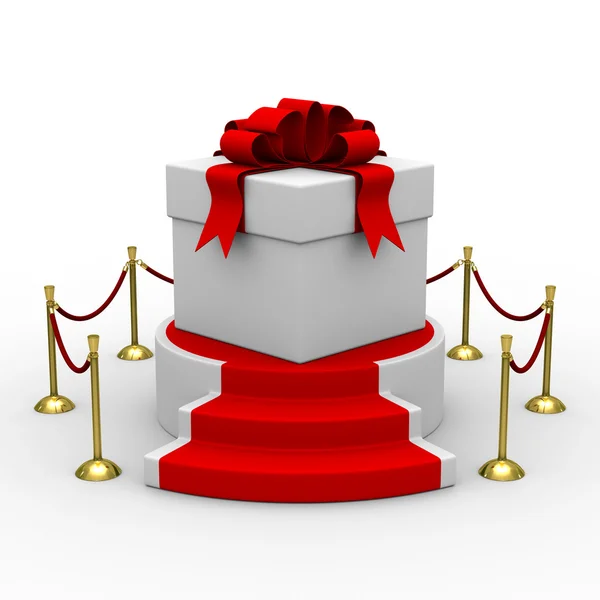 White gift box on podium. Isolated 3D image — Stock Photo, Image