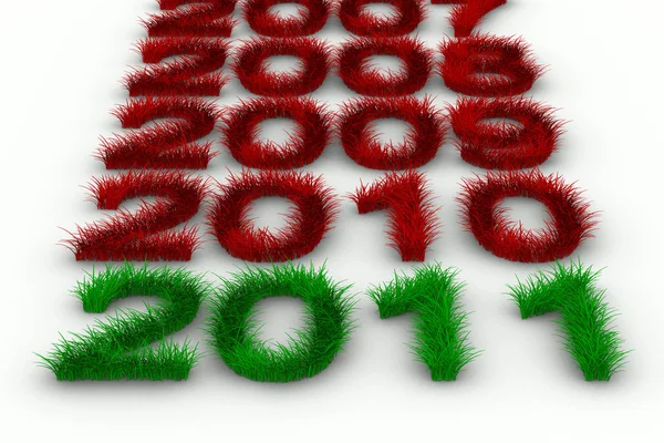 2010-es év a fű. elszigetelt 3D-s kép — Stock Fotó