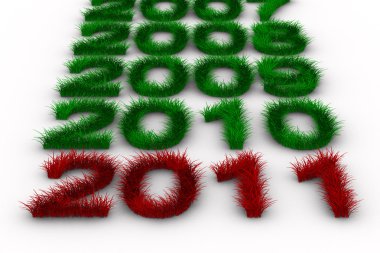 2010 year from grass. Isolated 3D image clipart