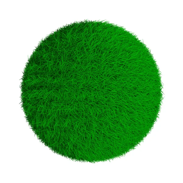 Abstraktní zelené travnaté míč. izolované 3d obraz — Stock fotografie