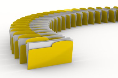 Yellow computer folder on white background. Isolated 3d image clipart