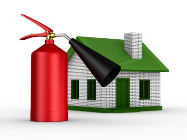 Fire-prevention protection of house. Isolated 3D image clipart