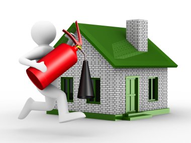 Fire-prevention protection of house. Isolated 3D image clipart