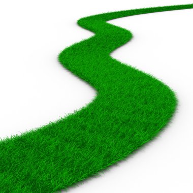 Road from grass on white. Isolated 3D image clipart