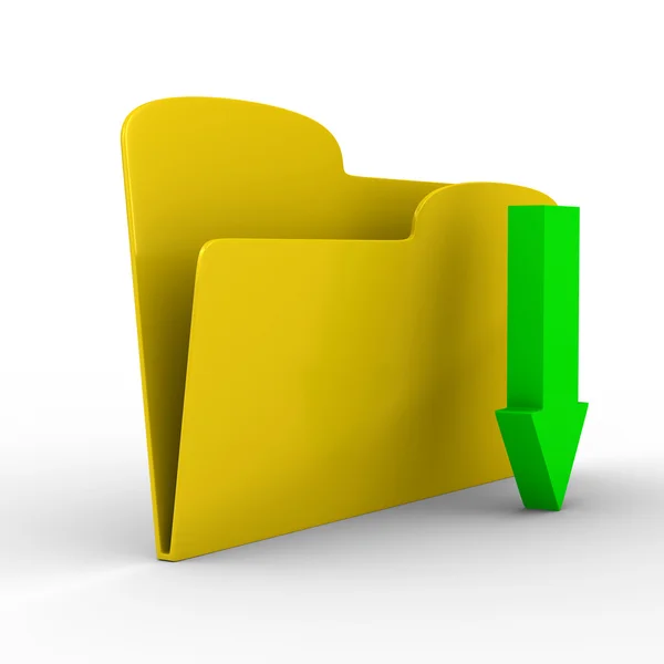 在白色背景上的黄色计算机文件夹。孤立的 3d 图像 — 图库照片