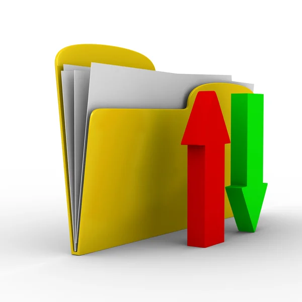 Yellow computer folder on white background. Isolated 3d image — Stock Photo, Image
