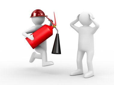 Fireman on white background. Isolated 3D image clipart