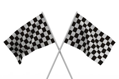 Finishing checkered flag on white background. Isolated 3D image clipart