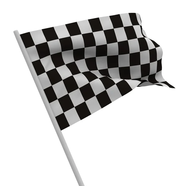 Acabado bandera a cuadros sobre fondo blanco. Imagen 3D aislada —  Fotos de Stock