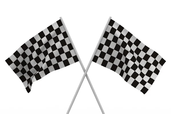 흰색 바탕에 바둑판 무늬 깃발을 마무리. 고립 된 3d 이미지 — 스톡 사진