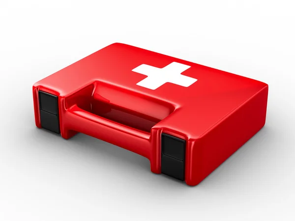 Kit de primeros auxilios sobre fondo blanco. Imagen 3D aislada — Foto de Stock