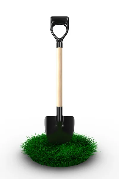 Лопата на білому тлі. садовий інструмент. Ізольоване 3D зображення — стокове фото