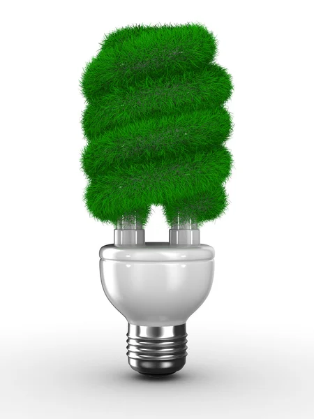 Ampoule à économie d'énergie sur fond blanc. Image 3D isolée — Photo