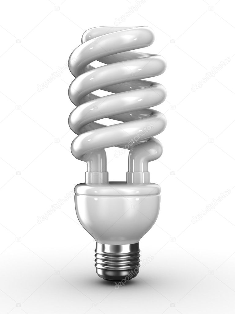 Energy saving bulb on white background. Isolated 3D image