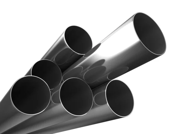 Metal pipes on white background. Isolated 3D image — Stock Photo, Image