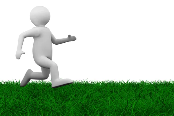 Біжить людина на траві. Ізольоване 3D зображення — стокове фото