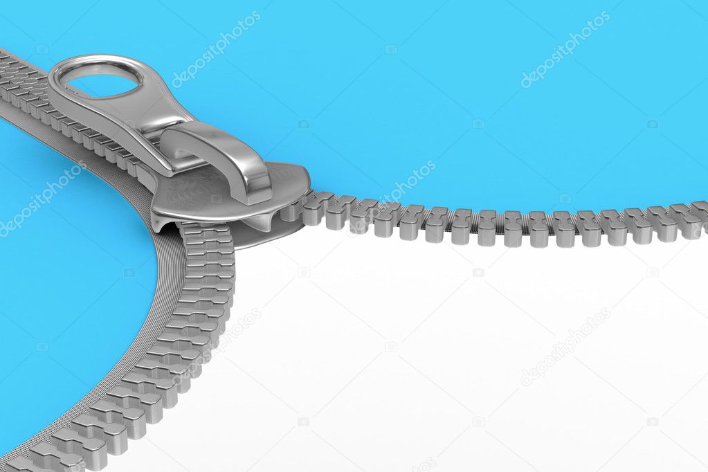Zipper on white background. Isolated 3D image