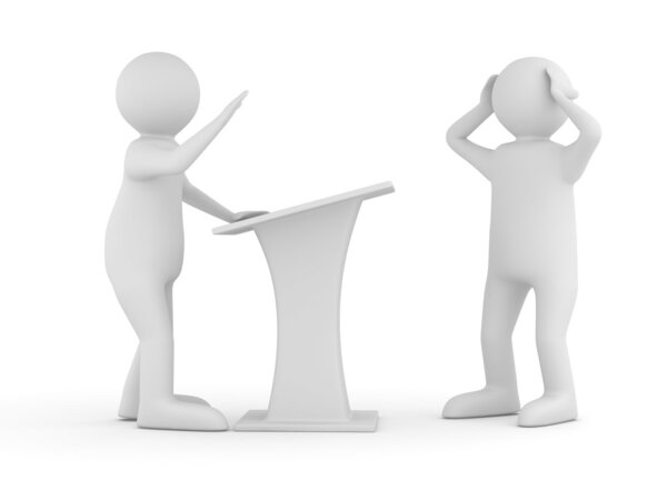 Man on tribune. Isolated 3D image on white