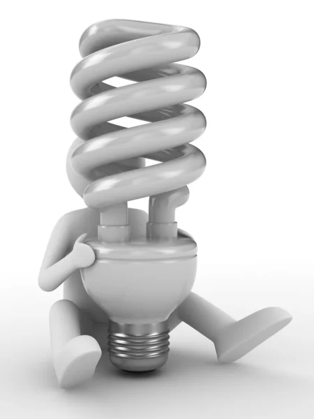 Энергосберегающая лампа на белом фоне. Изолированное 3D изображение — стоковое фото