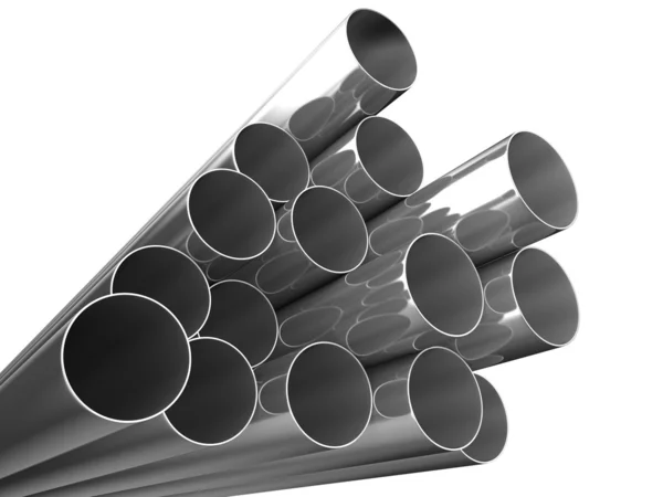 Tubi metallici su sfondo bianco. Immagine 3D isolata — Foto Stock