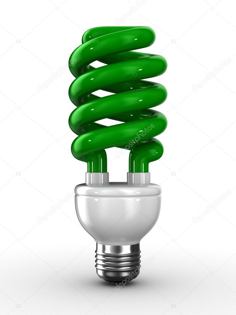 Energy saving bulb on white background. Isolated 3D image