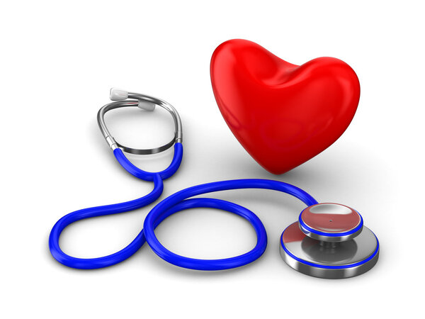 Stethoscope on a white background. Isolated 3D image