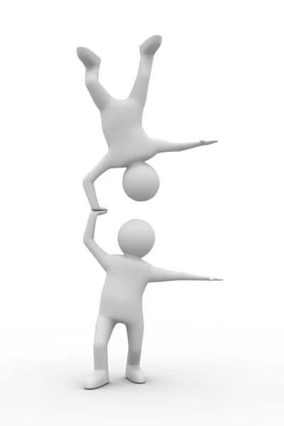 Mann-Handstand auf weißem Hintergrund. isoliertes 3D-Bild — Stockfoto