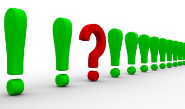 Question among exclamation marks. Isolated 3D image clipart