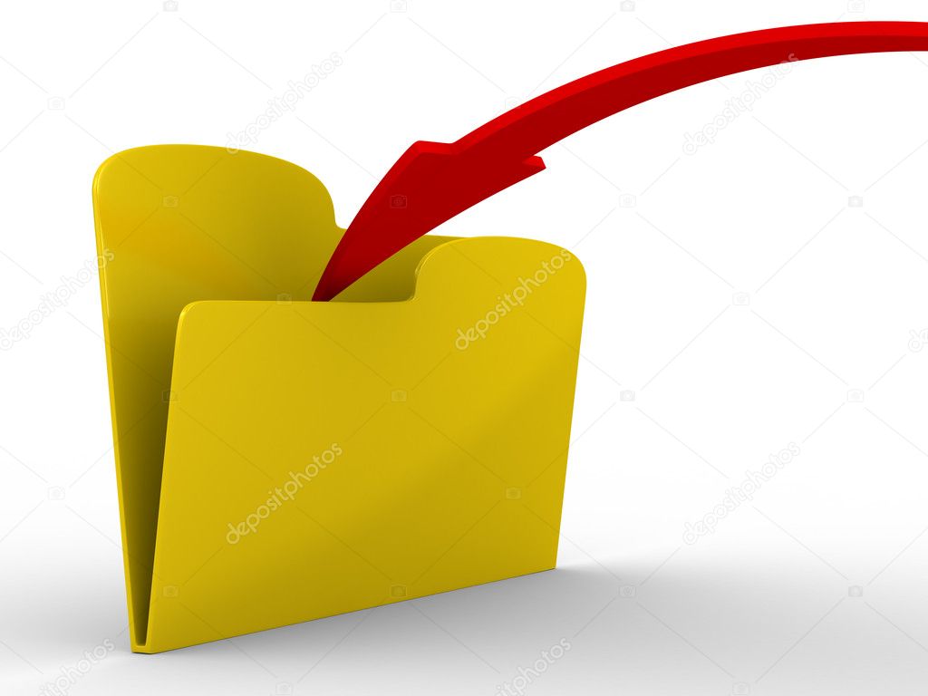 Yellow computer folder on white background. Isolated 3d image