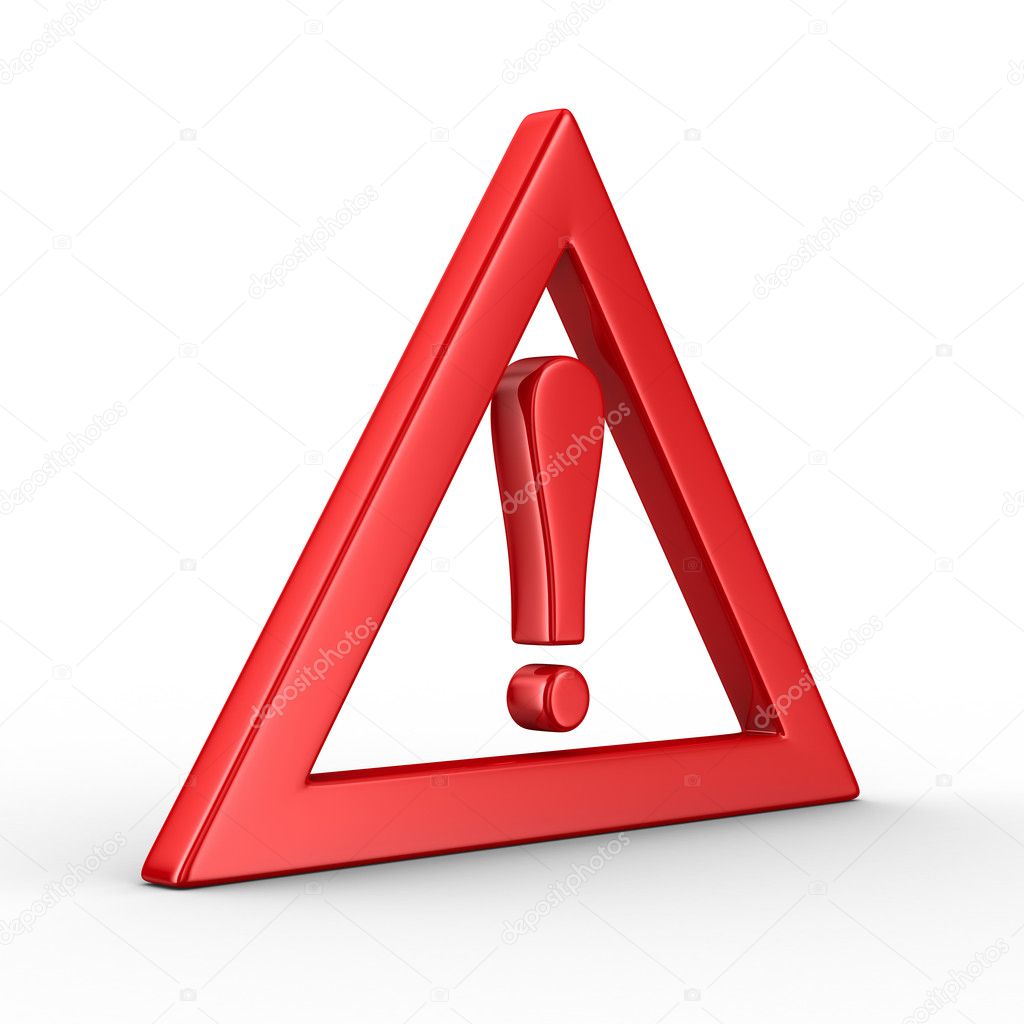 Attention. traffic sign on white background. Isolated 3D image