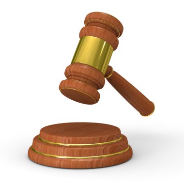 Auction gavel on white. Isolated 3D image clipart