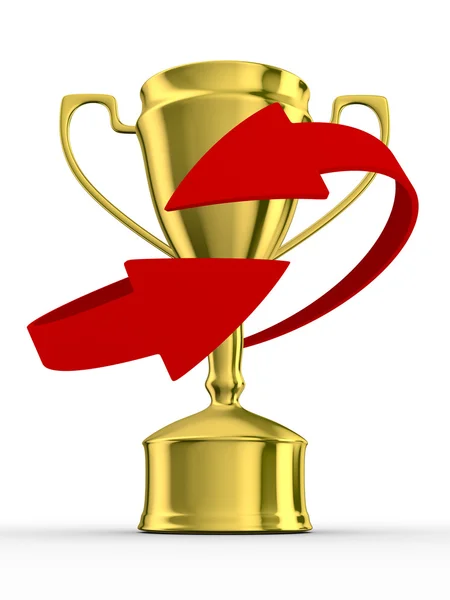 Goldpokal des Siegers auf weißem Hintergrund. isoliertes 3D-Bild — Stockfoto