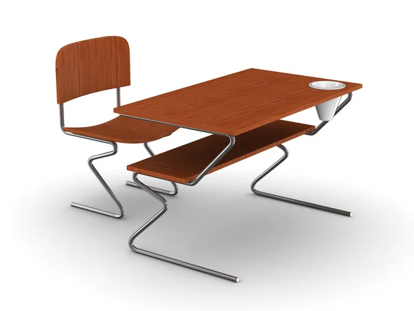 Školní Stůl Židle Izolované Obraz — Stock fotografie