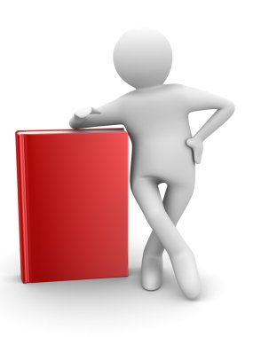 Student with red books. Isolated 3D image clipart