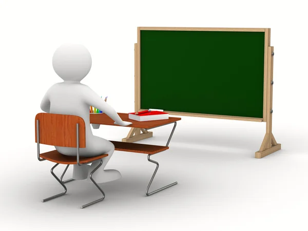Sala de aula em fundo branco. Imagem 3D isolada — Fotografia de Stock