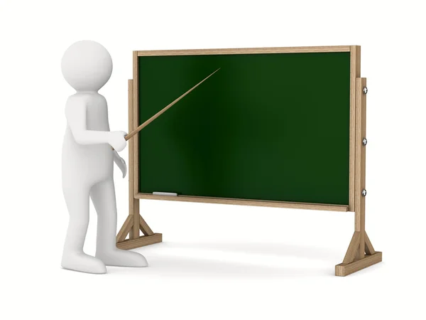 Lärare med pekaren på blackboard. isolerade 3d-bild — Stockfoto