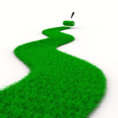 Road from grass on white. Isolated 3D image clipart