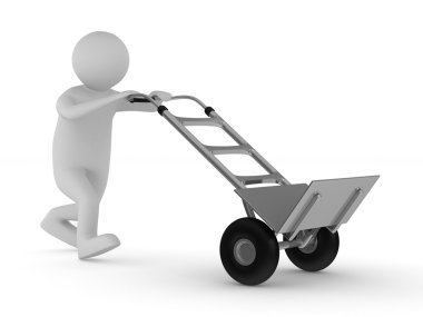Hand truck on white background. Isolated 3D image clipart