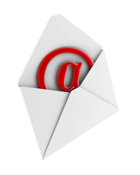 Koncepcja e-mail na białym tle. Izolowany obraz 3D — Zdjęcie stockowe