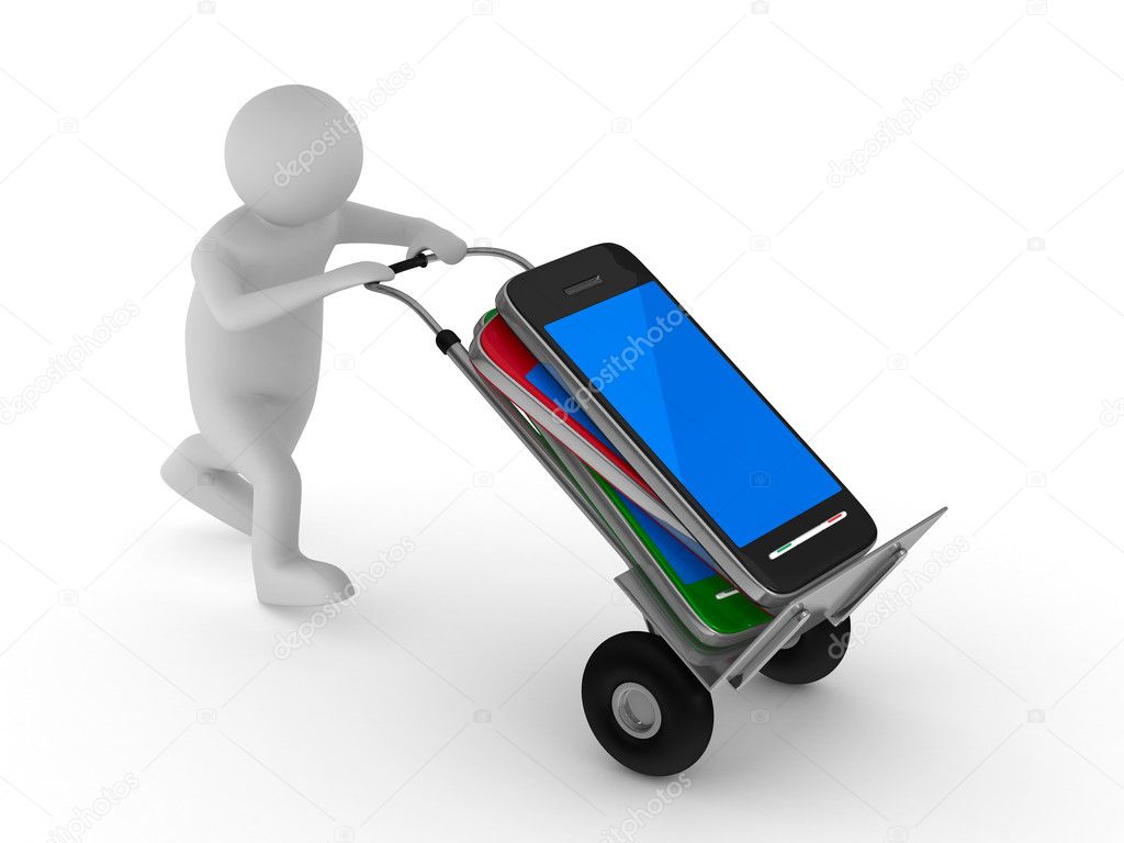 Man transportation mobile phone. Isolated 3D image