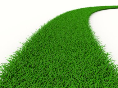 Road from grass on white. Isolated 3D image clipart