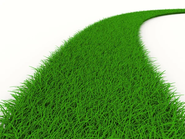 Strada da erba su bianco. Immagine 3D isolata — Foto Stock